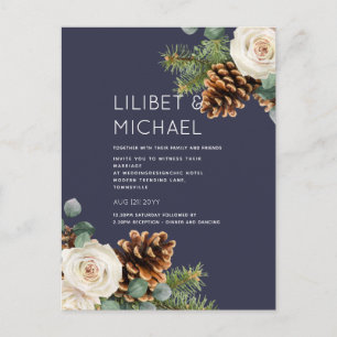 BUDGET Winter Wedding Eukalyptus Grüne Rose Postkarte