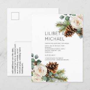 BUDGET Winter Wedding Eukalyptus Grüne Rose Postkarte