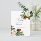 BUDGET Winter Wedding Eukalyptus Grüne Rose Postkarte (Stehend Vorderseite)