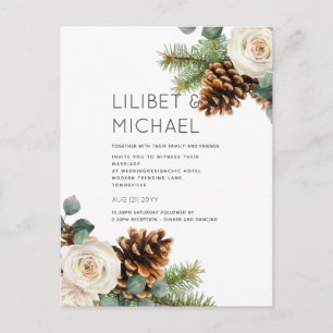 BUDGET Winter Wedding Eukalyptus Grüne Rose Postkarte