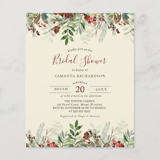 Budget Winter Wedding Floral Berry Brautparty (Vorderseite)