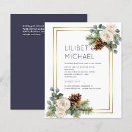 BUDGET Winter Wedding White Roses Gold Dusty Blue