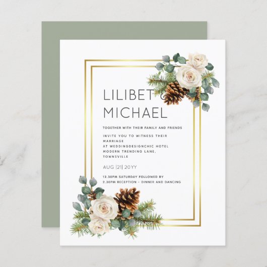 BUDGET Winter Wedding White Roses Gold Dusty Blue (Vorne/Hinten)