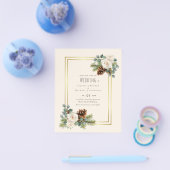 BUDGET Winter Wedding White Roses Gold Dusty Blue Flyer (Einzeln)
