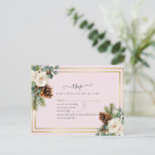 BUDGET Winter Wedding White Roses Gold Dusty Blue Postkarte (Stehend Vorderseite)