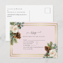 BUDGET Winter Wedding White Roses Gold Dusty Blue Postkarte
