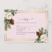 BUDGET Winter Wedding White Roses Gold Dusty Blue Postkarte (Vorderseite)