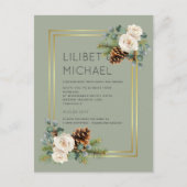 BUDGET Winter Wedding White Roses Gold Dusty Blue Postkarte (Vorderseite)