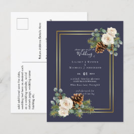 BUDGET Winter Wedding White Roses Gold Dusty Blue Postkarte