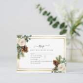 BUDGET Winter Wedding White Roses Gold Dusty Blue Postkarte (Stehend Vorderseite)