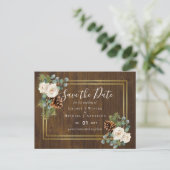 BUDGET Winter Wedding White Roses Gold Dusty Blue Postkarte (Stehend Vorderseite)