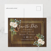 BUDGET Winter Wedding White Roses Gold Dusty Blue Postkarte (Vorne/Hinten)