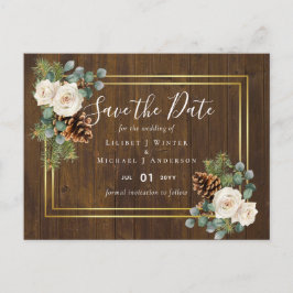 BUDGET Winter Wedding White Roses Gold Dusty Blue Postkarte