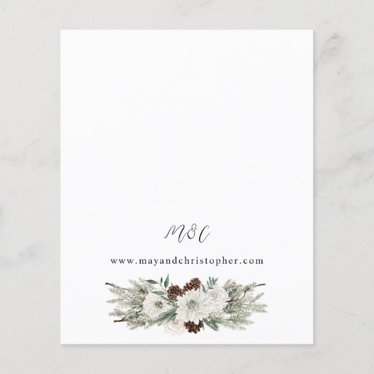 Budget Winter White Floral & Pine 2 Hochzeit Flyer (Hinten)