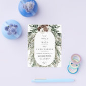 Budget Winter White Floral & Pine 2 Hochzeit Flyer (Einzeln)