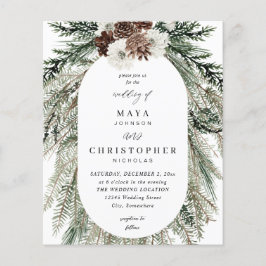 Budget Winter White Floral & Pine 2 Hochzeit Flyer