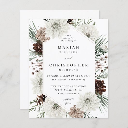 Budget Winter White Floral & Pine Wedding (Vorne/Hinten)