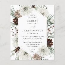Budget Winter White Floral & Pine Wedding