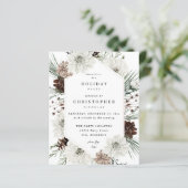 Budget Winter White Floral & Pine XMas or Holiday (Stehend Vorderseite)