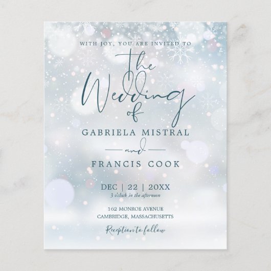 Budget Winter Wonderland Wedding Einladung (Vorderseite)