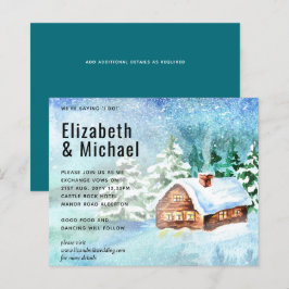 Budget Winter Woodland Cabin Wedite Einladung
