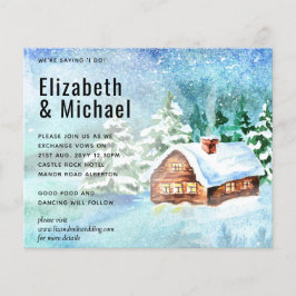 Budget Winter Woodland Cabin Wedite Einladung