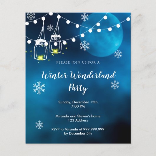 Budget Winter Wunderland Party Blauer Mond (Vorderseite)