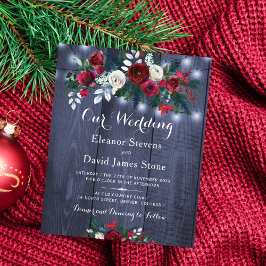 Budget Winterburgund Blumen Hochzeit Einladung