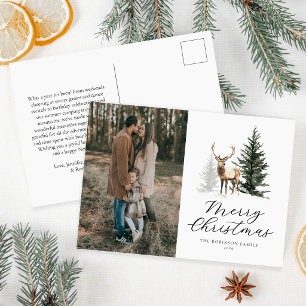 Budget-Winterfoto-Postkarte der Hirschfamilie zu W Feiertagspostkarte