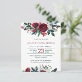Budget Winterrote Blume Feiertag Einladung (Stehend Vorderseite)