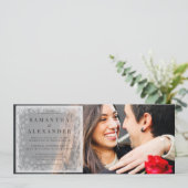 Budget Winterschneeflocken Overlay 2 Foto Hochzeit Einladung (Stehend Vorderseite)