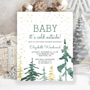 Budget Winterwald-Baby-Shower-Einladung