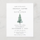 Budget Winterwald Pine Hochzeitseinladung (Vorderseite)