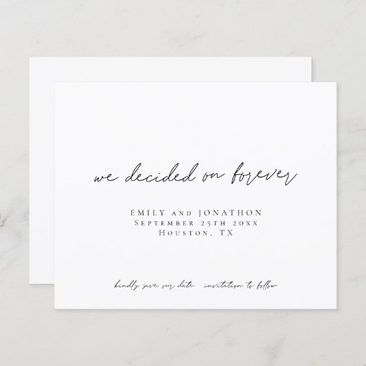 Budget Wir entschieden uns Save the Date für Forev (Vorne/Hinten)