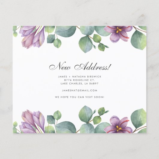 Budget Wir haben die Eukalyptus Floral Moving Card (Rückseite)