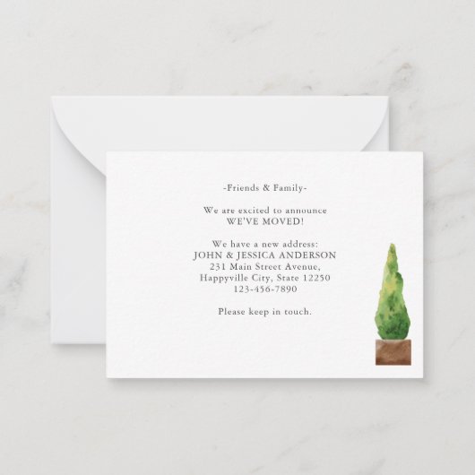 Budget Wir haben die Pflanze an der weißen Tür ver Mitteilungskarte (Rückseite)