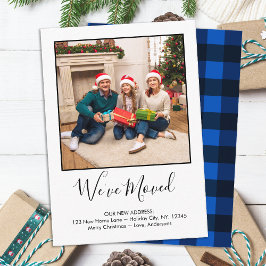 Budget Wir haben Foto Blue Kariert Holiday Moving  Mitteilungskarte