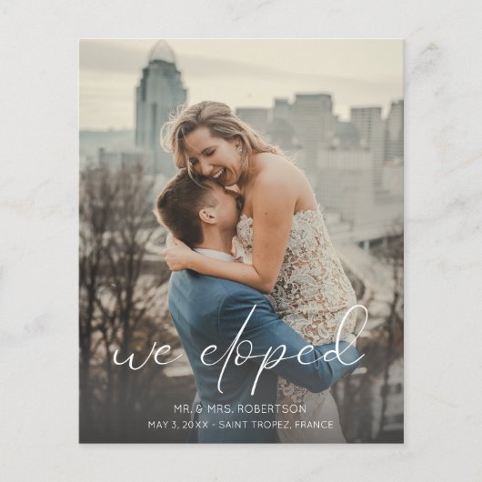 Budget Wir haben Foto Calli Hochzeit Ankündigung Flyer (Vorne)