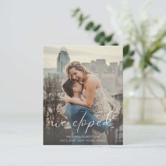 Budget Wir haben Foto Callig Hochzeitsankündigung (Stehend Vorderseite)