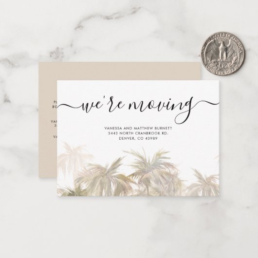 Budget Wir haben Palm Trees umgezogen, um den Wand Mitteilungskarte (Vorderseite/Rückseite Beispiel)