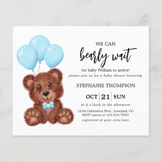 Budget Wir können frühzeitig abwarten Baby Dusche (Vorderseite)