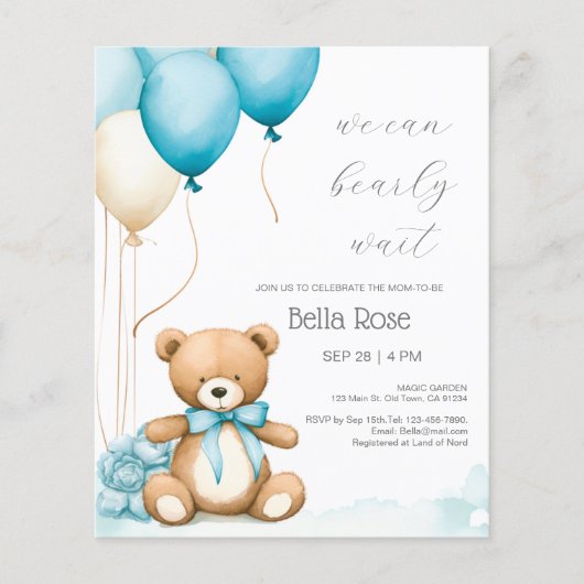 Budget Wir können frühzeitig abwarten Baby Dusche  (Vorderseite)