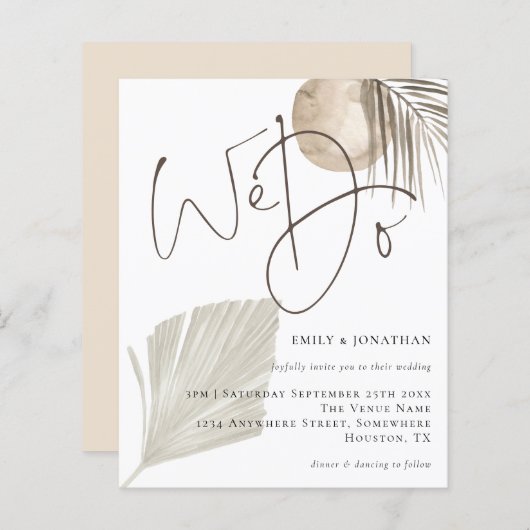 Budget Wir machen Boho Pampas Grass Hochzeit Einla (Vorne/Hinten)