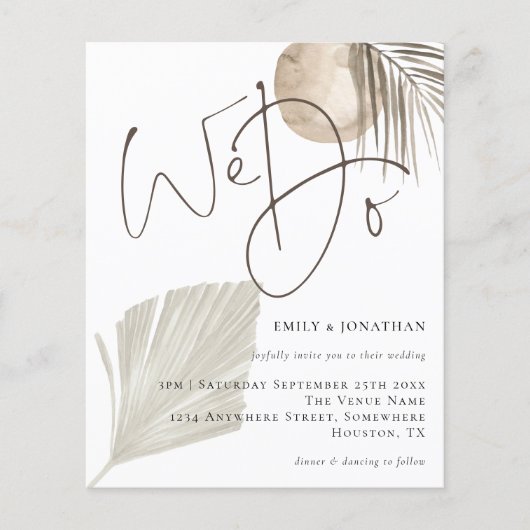 Budget Wir machen Boho Pampas Grass Hochzeit Einla (Vorderseite)