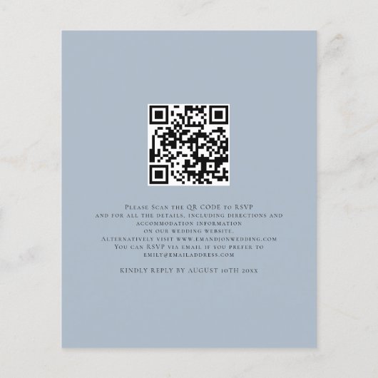 Budget Wir machen Dusty Blue QR Code Hochzeit einl (Rückseite)