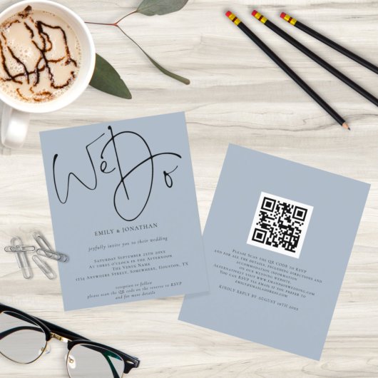 Budget Wir machen Dusty Blue QR Code Hochzeit einl