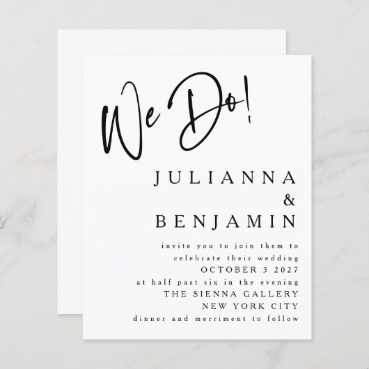 Budget Wir machen eine elegante Schwarz-weiße Hoch (Vorne/Hinten)