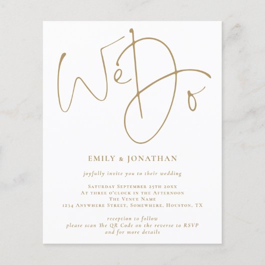Budget Wir machen Gold Script QR Code Hochzeit Ein (Vorderseite)