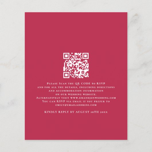 Budget Wir machen Magenta QR Hochzeit Einladung (Rückseite)