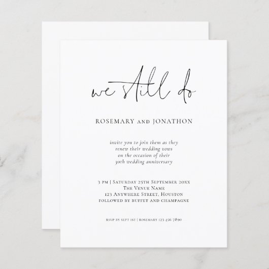 Budget Wir machen noch Skript Vow Erneuerung Einla (Vorne/Hinten)